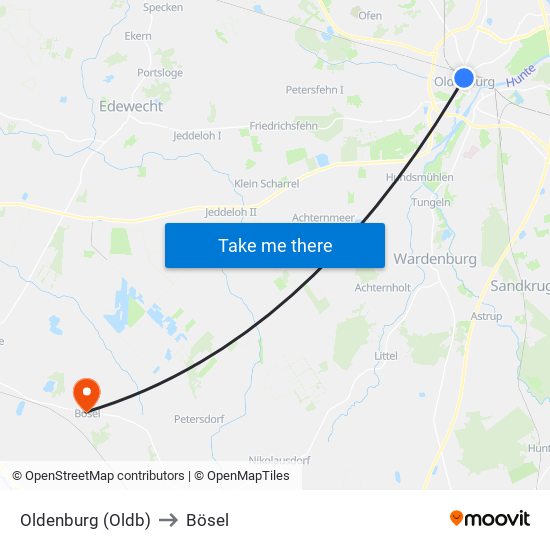 Oldenburg (Oldb) to Bösel map
