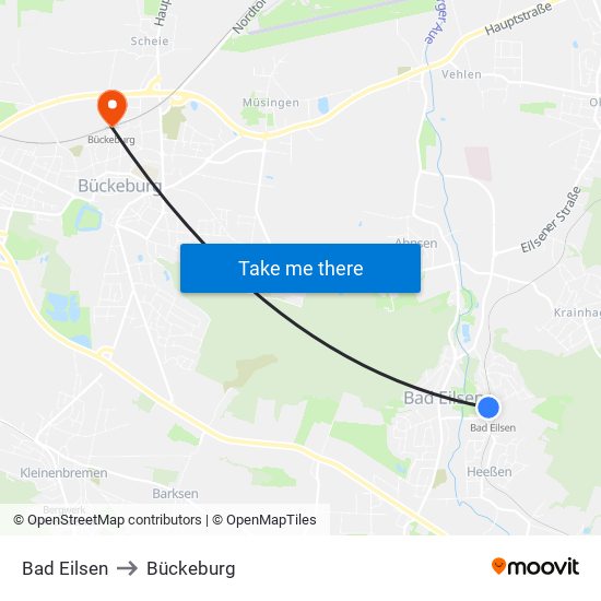 Bad Eilsen to Bückeburg map
