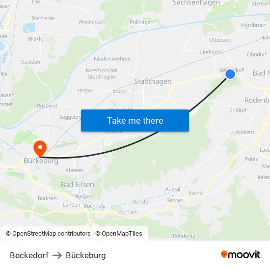 Beckedorf to Bückeburg map