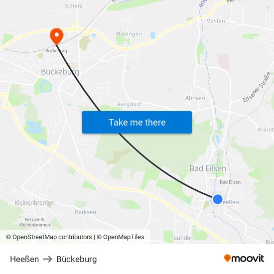 Heeßen to Bückeburg map