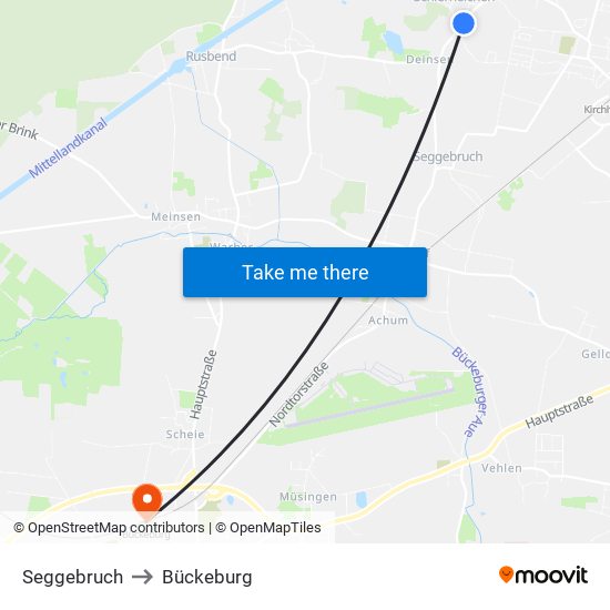 Seggebruch to Bückeburg map