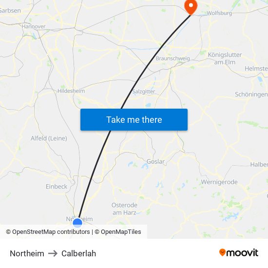 Northeim to Calberlah map