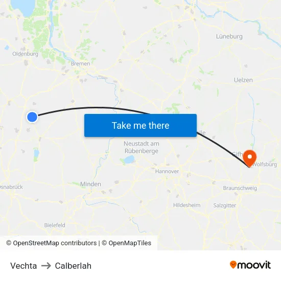Vechta to Calberlah map