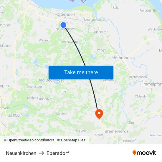 Neuenkirchen to Ebersdorf map