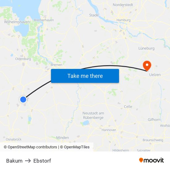 Bakum to Ebstorf map