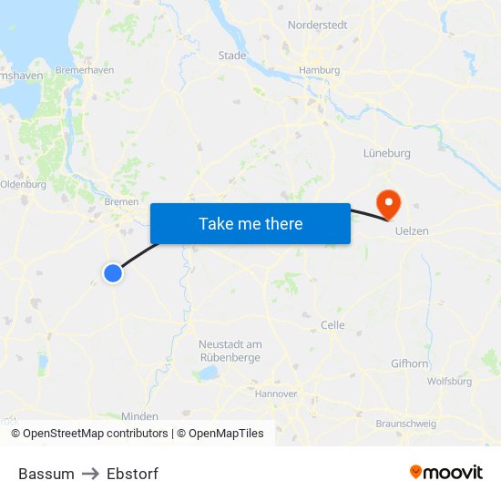 Bassum to Ebstorf map