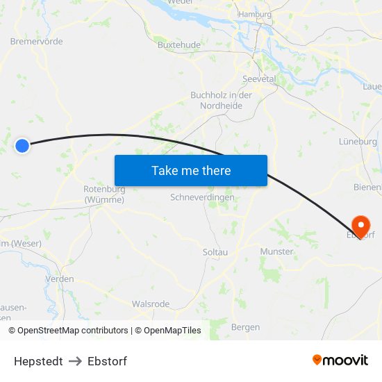 Hepstedt to Ebstorf map