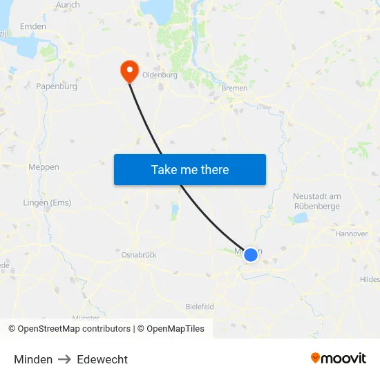 Minden to Edewecht map