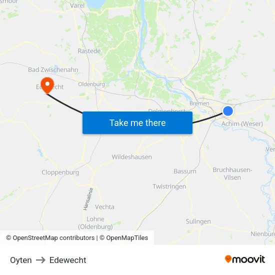 Oyten to Edewecht map