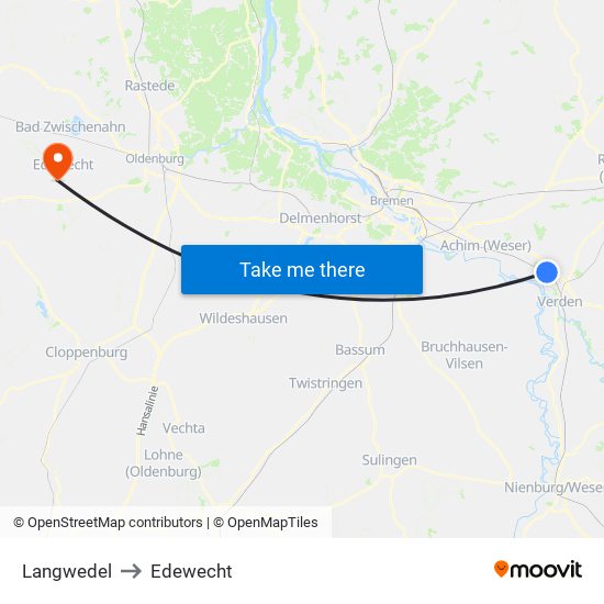 Langwedel to Edewecht map