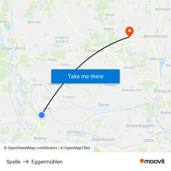 Spelle to Eggermühlen map