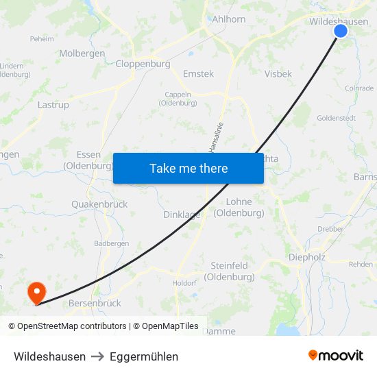 Wildeshausen to Eggermühlen map