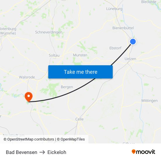 Bad Bevensen to Eickeloh map