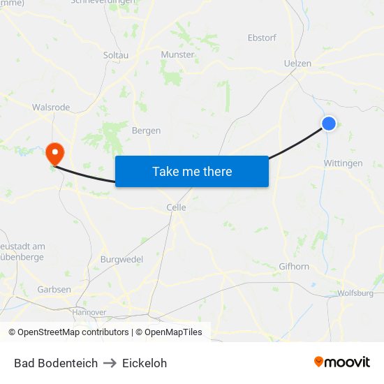 Bad Bodenteich to Eickeloh map