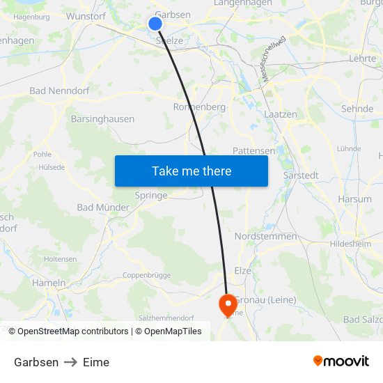 Garbsen to Eime map