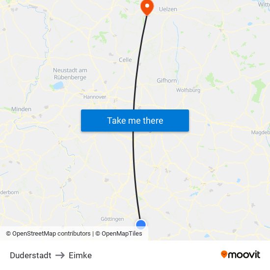 Duderstadt to Eimke map