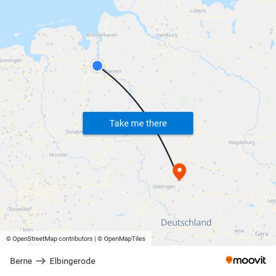 Berne to Elbingerode map