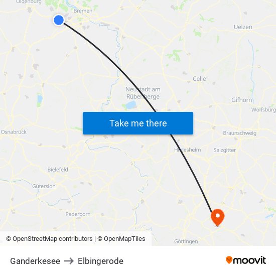 Ganderkesee to Elbingerode map