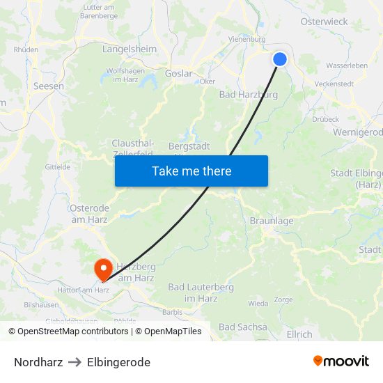 Nordharz to Elbingerode map