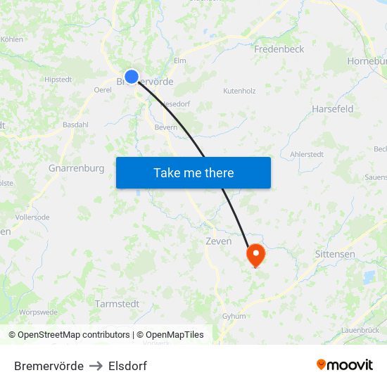 Bremervörde to Elsdorf map