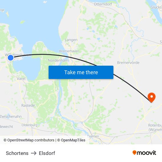 Schortens to Elsdorf map