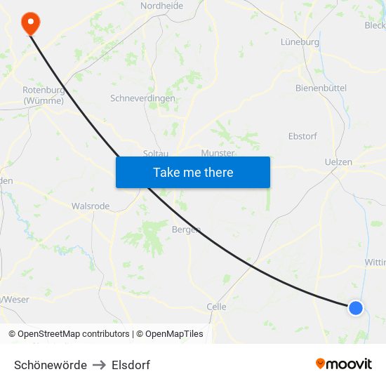 Schönewörde to Elsdorf map