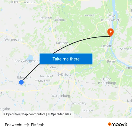 Edewecht to Elsfleth map
