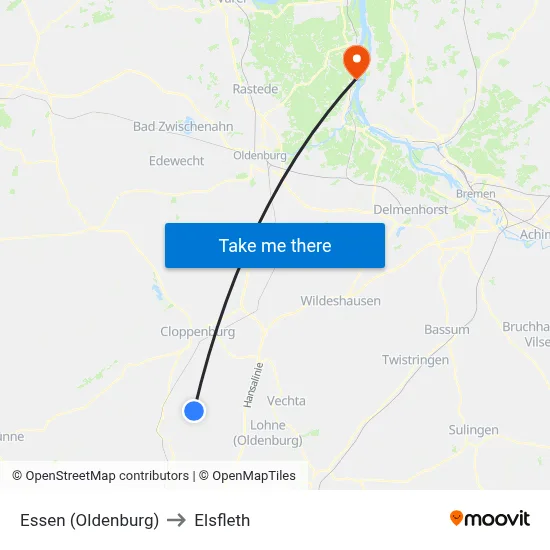Essen (Oldenburg) to Elsfleth map