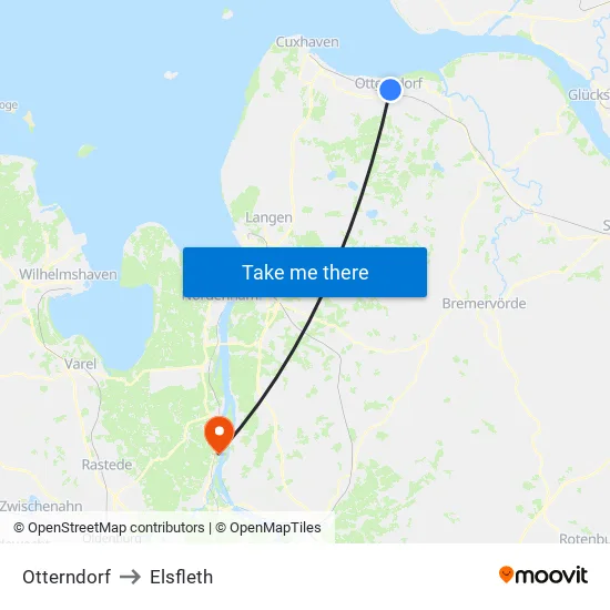 Otterndorf to Elsfleth map