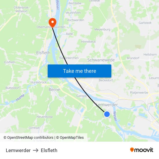 Lemwerder to Elsfleth map