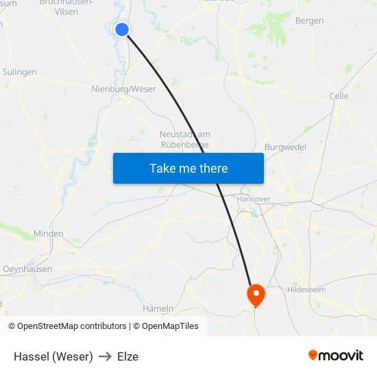 Hassel (Weser) to Elze map