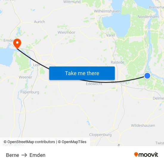 Berne to Emden map