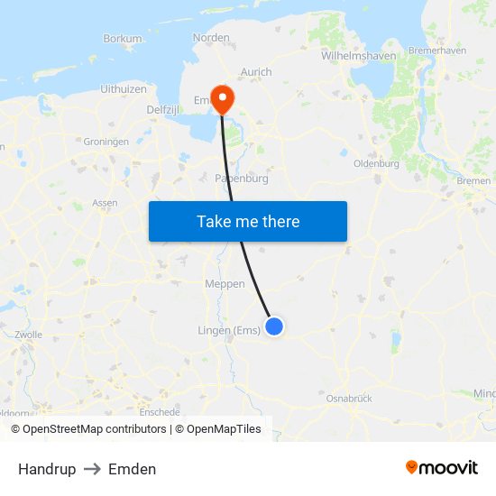 Handrup to Emden map