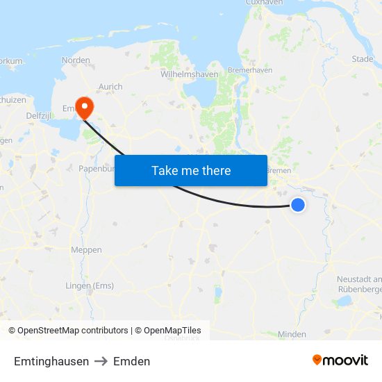 Emtinghausen to Emden map