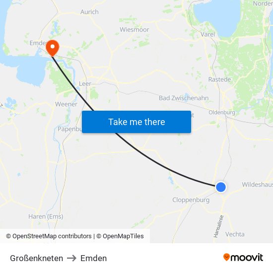 Großenkneten to Emden map
