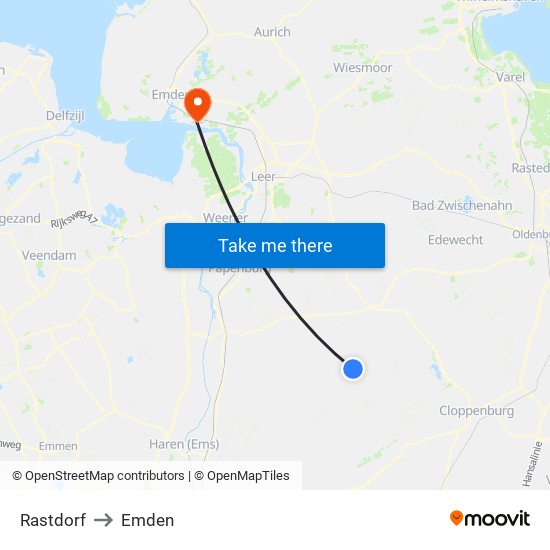 Rastdorf to Emden map