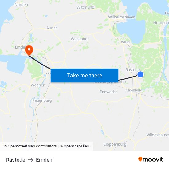 Rastede to Emden map