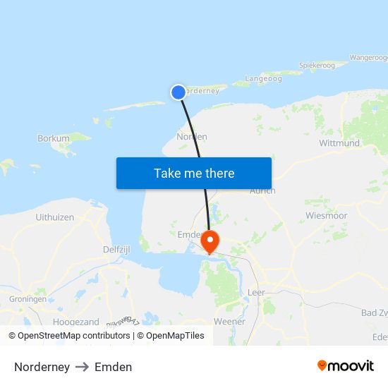 Norderney to Emden map