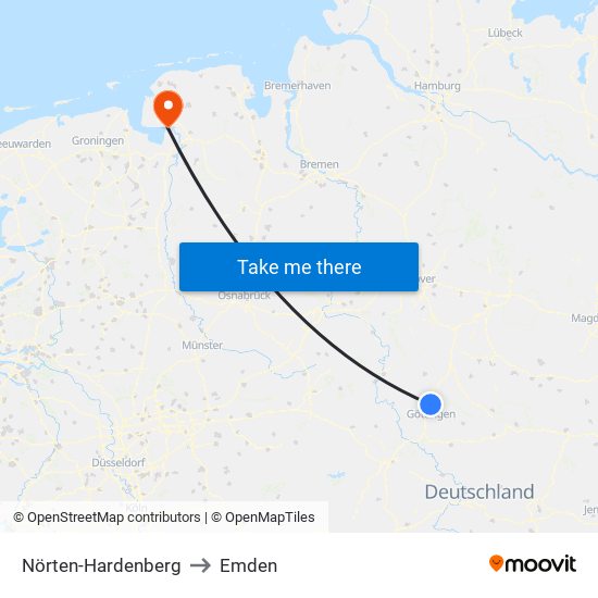 Nörten-Hardenberg to Emden map