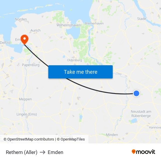 Rethem (Aller) to Emden map