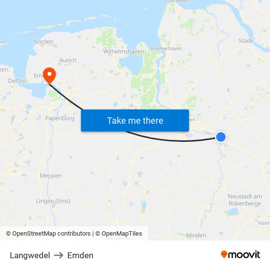 Langwedel to Emden map