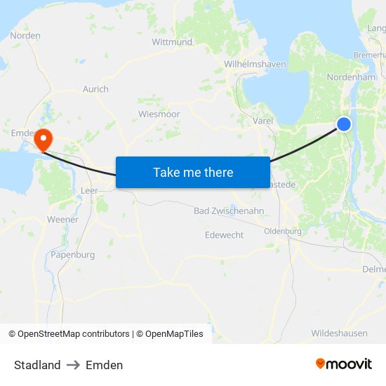 Stadland to Emden map