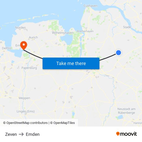 Zeven to Emden map