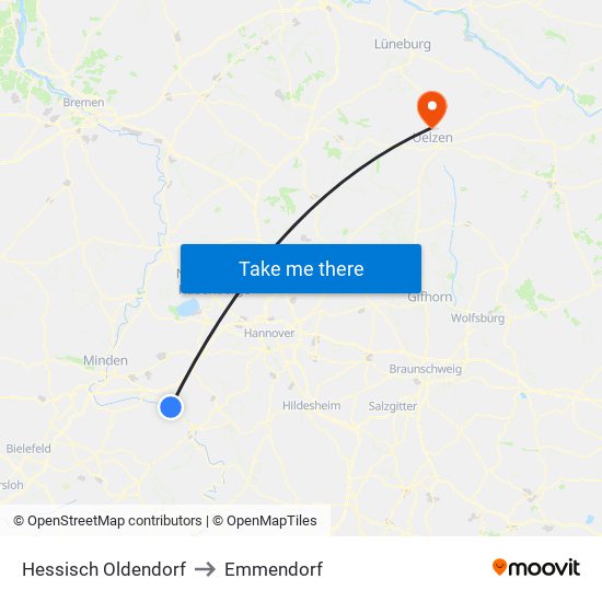 Hessisch Oldendorf to Emmendorf map