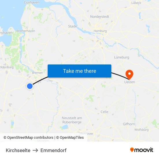 Kirchseelte to Emmendorf map