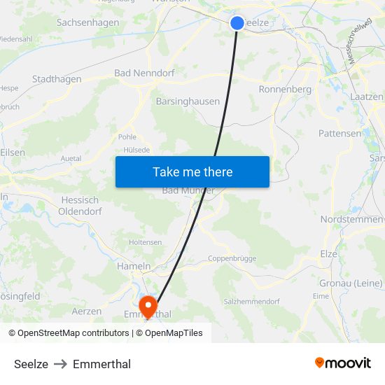 Seelze to Emmerthal map