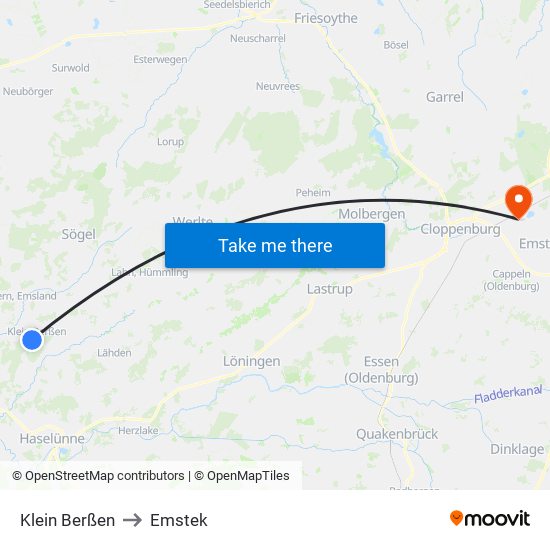 Klein Berßen to Emstek map