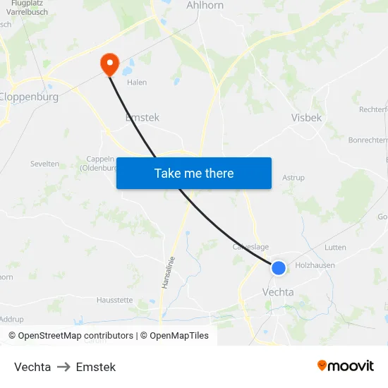 Vechta to Emstek map