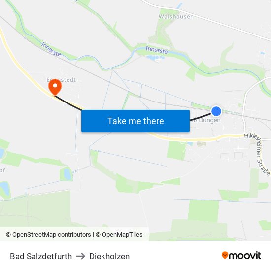 Bad Salzdetfurth to Diekholzen map