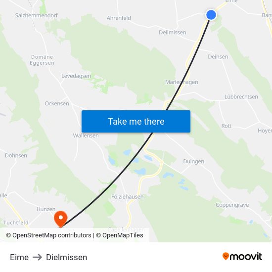 Eime to Dielmissen map